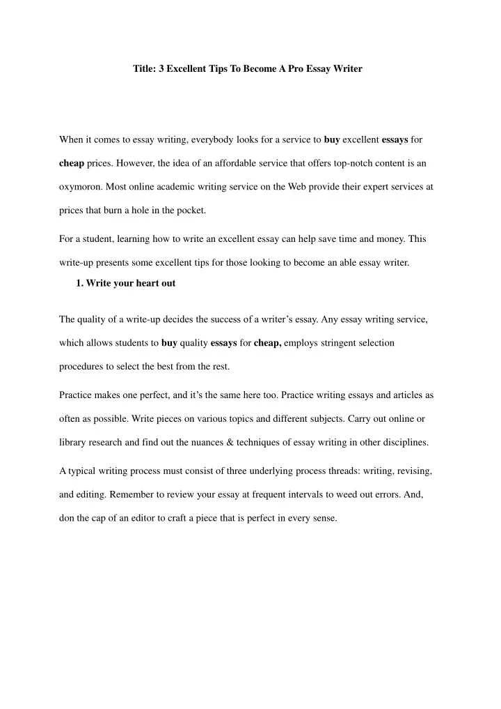 title 3 excellent tips to become a pro essay