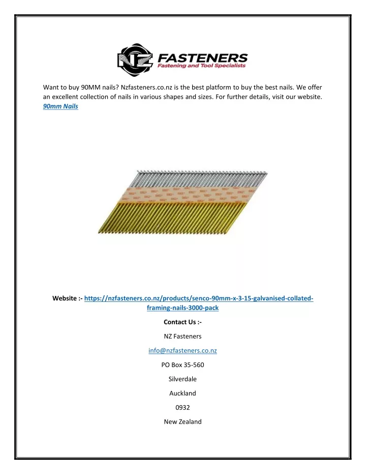 want to buy 90mm nails nzfasteners
