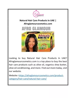 Natural Hair Care Products In UAE | Afroglamourcosmetics.com