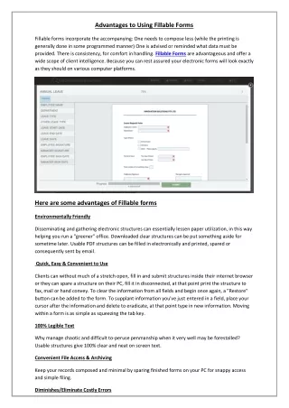 advantages to using fillable forms