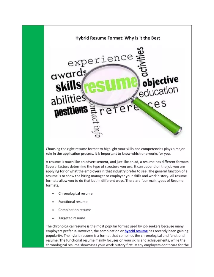 hybrid resume format why is it the best