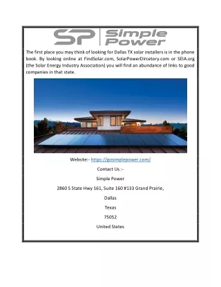 Best Solar companies in Dallas TX | Gosimplepower.com