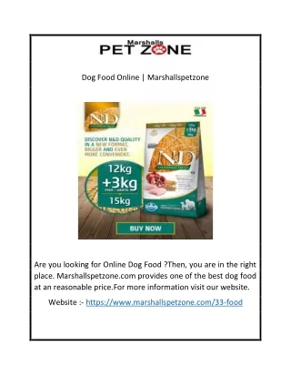 Dog Food Online | Marshallspetzone