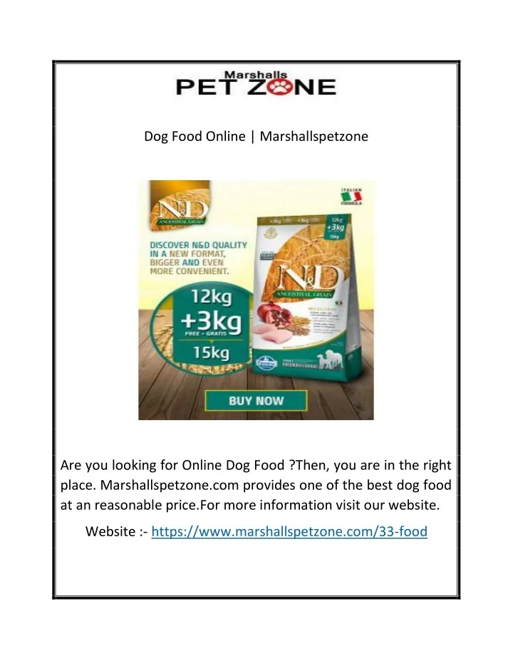 PPT - Dog Food Online | Marshallspetzone PowerPoint Presentation, free ...