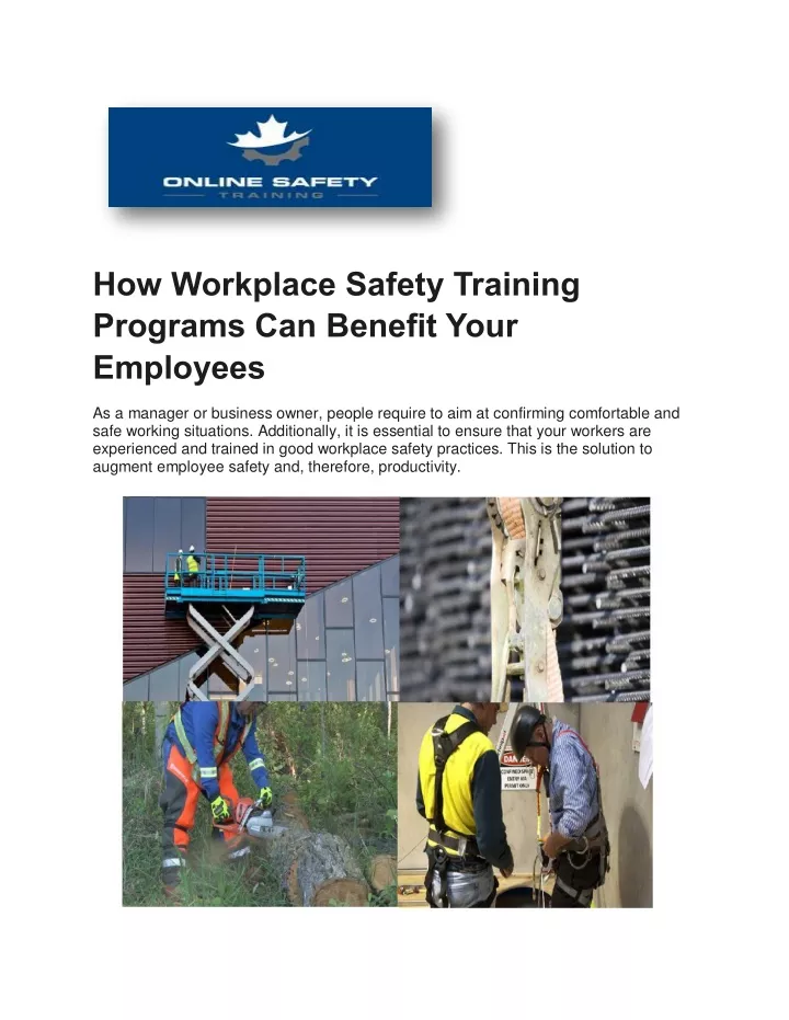 how workplace safety training programs