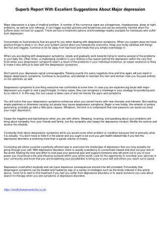 superb report with excellent suggestions about