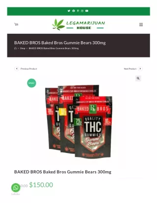 Buy BAKED BROS Gummie Bears Online (300mg) - Legamarijuanhouse