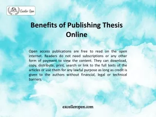 Benefits of Publishing Thesis Online