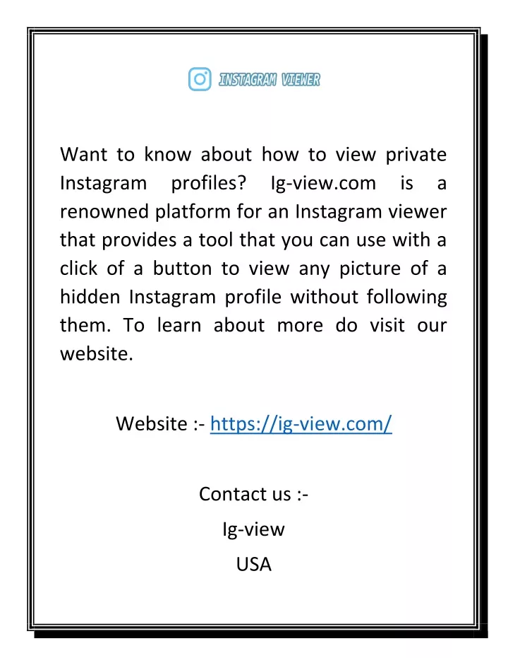 want to know about how to view private instagram