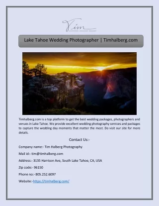Lake Tahoe Wedding Photographer | Timhalberg.com