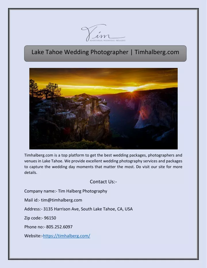 lake tahoe wedding photographer timhalberg com