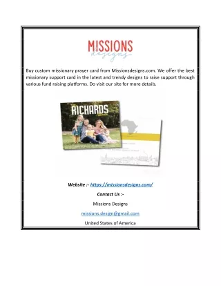 Missions Support Card | Missionsdesigns.com