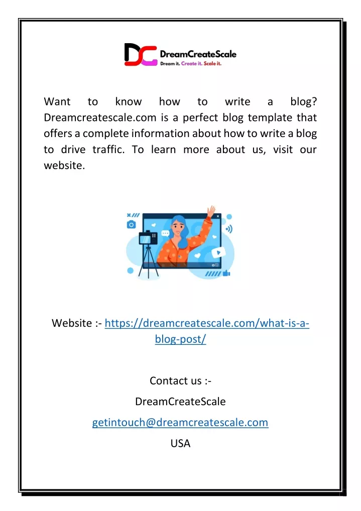 want dreamcreatescale com is a perfect blog