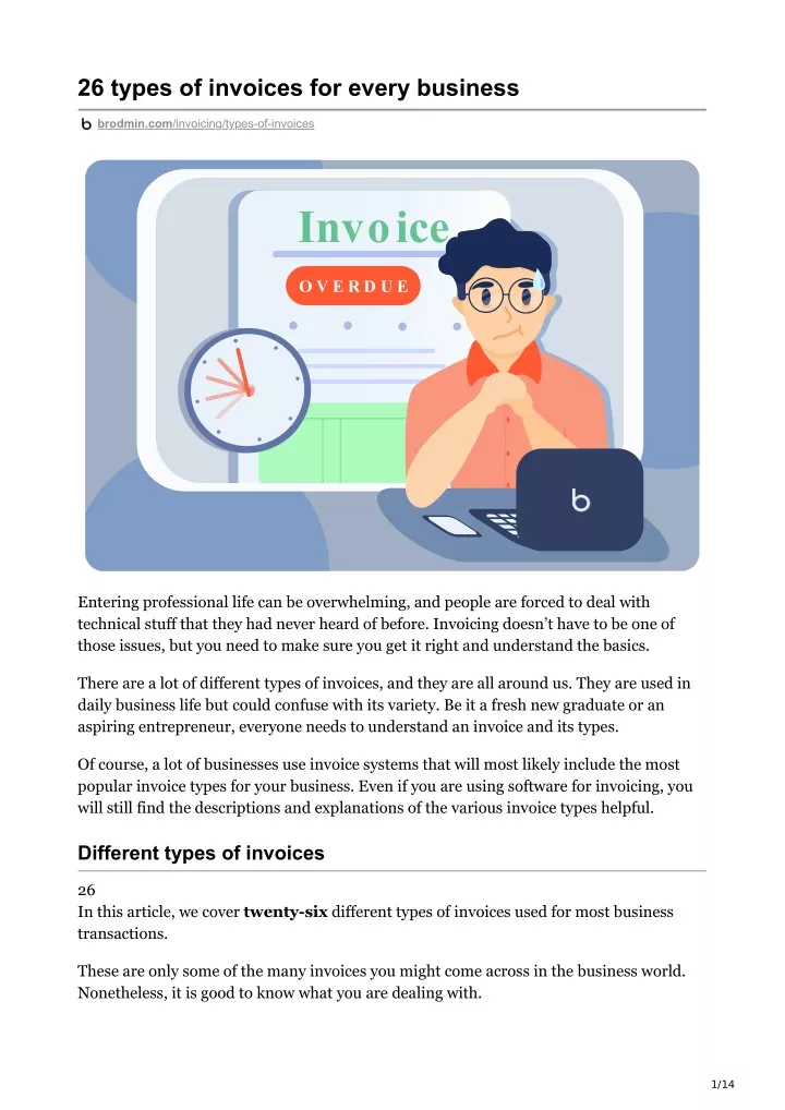 26 types of invoices for every business