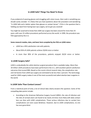 is lasik safe things you need to know