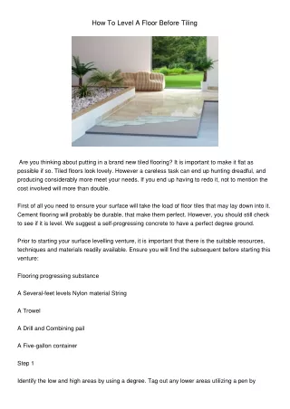 how to level a floor before tiling