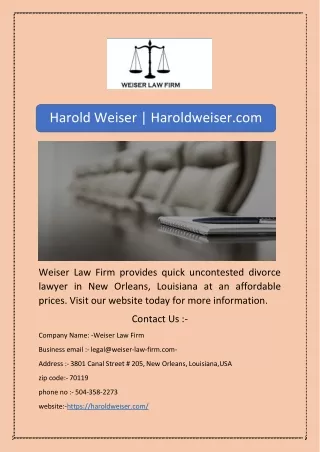 harold weiser haroldweiser com