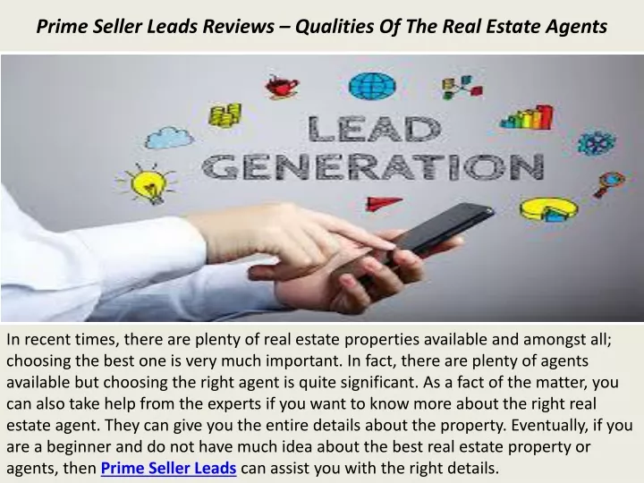 prime seller leads reviews qualities of the real estate agents