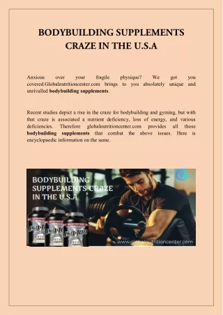 bodybuilding supplements craze in the u s a