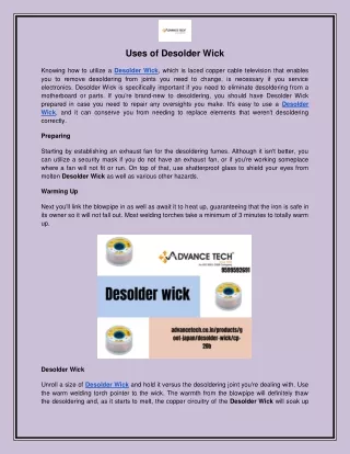 uses of desolder wick