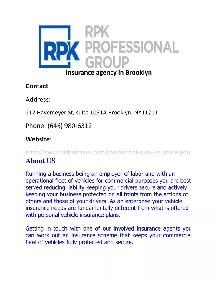 insurance agency in brooklyn contact address