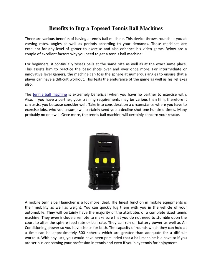 benefits to buy a topseed tennis ball machines