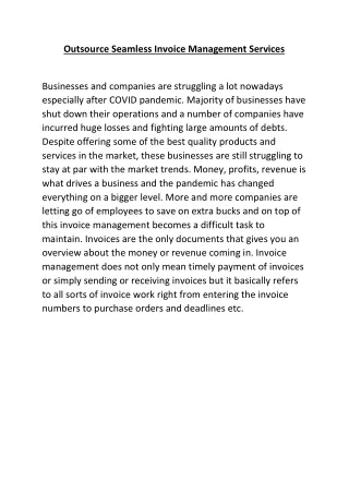 outsource seamless invoice management services