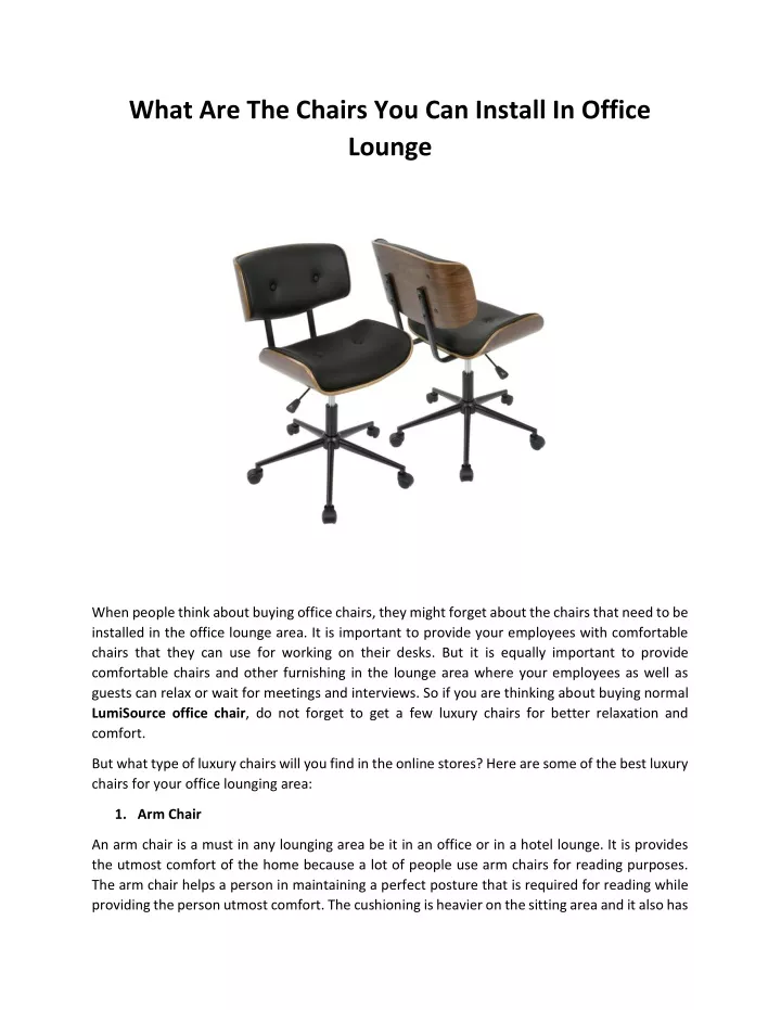 what are the chairs you can install in office