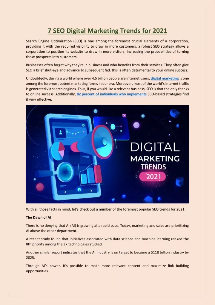 7 seo digital marketing trends for 2021
