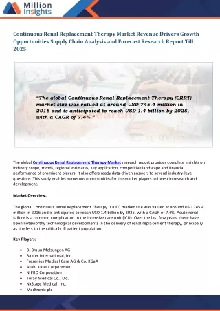 continuous renal replacement therapy market