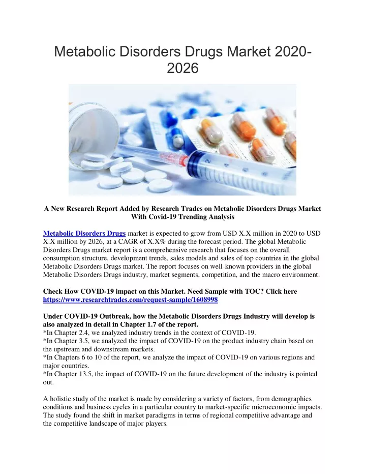 metabolic disorders drugs market 2020 2026