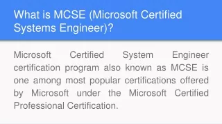 what is mcse microsoft certified systems engineer
