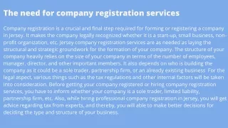 the need for company registration services