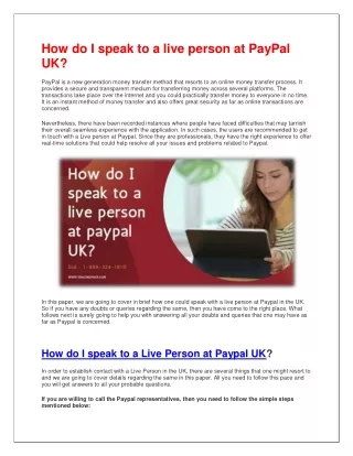How do I speak to a live person at PayPal UK?