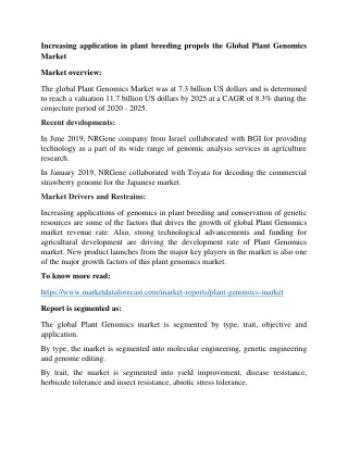 increasing application in plant breeding propels