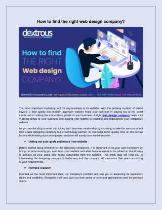 how to find the right web design company