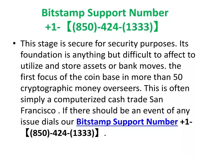 bitstamp support number 1 850 424 1333