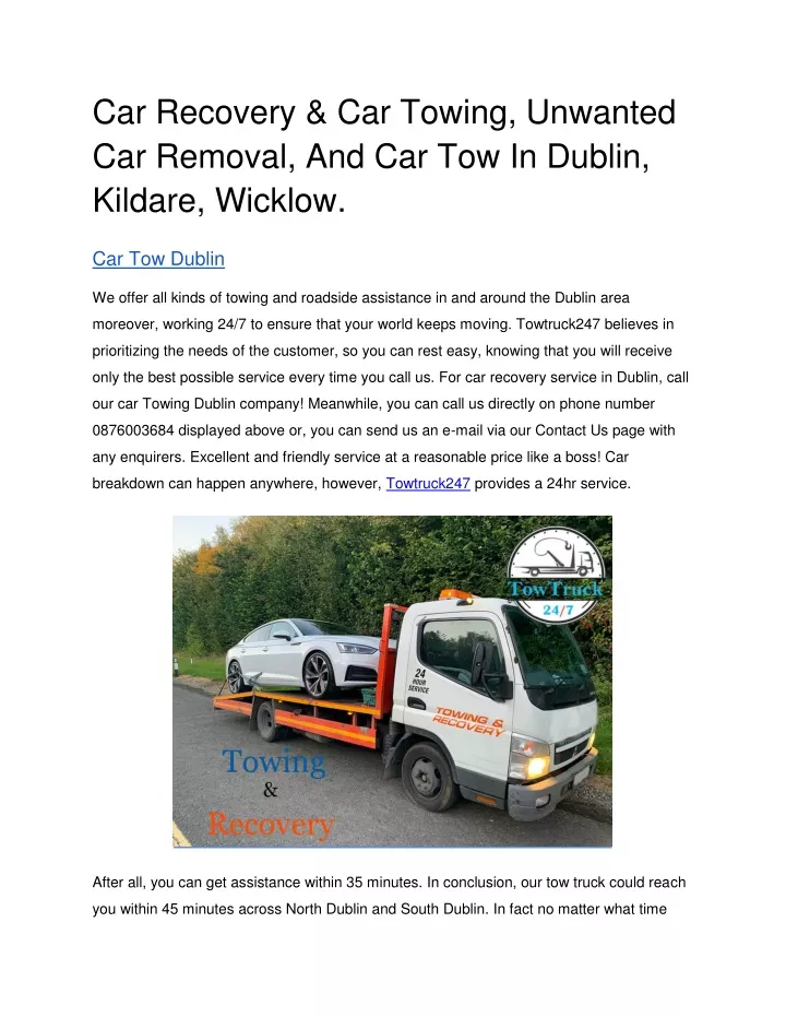 car recovery car towing unwanted car removal
