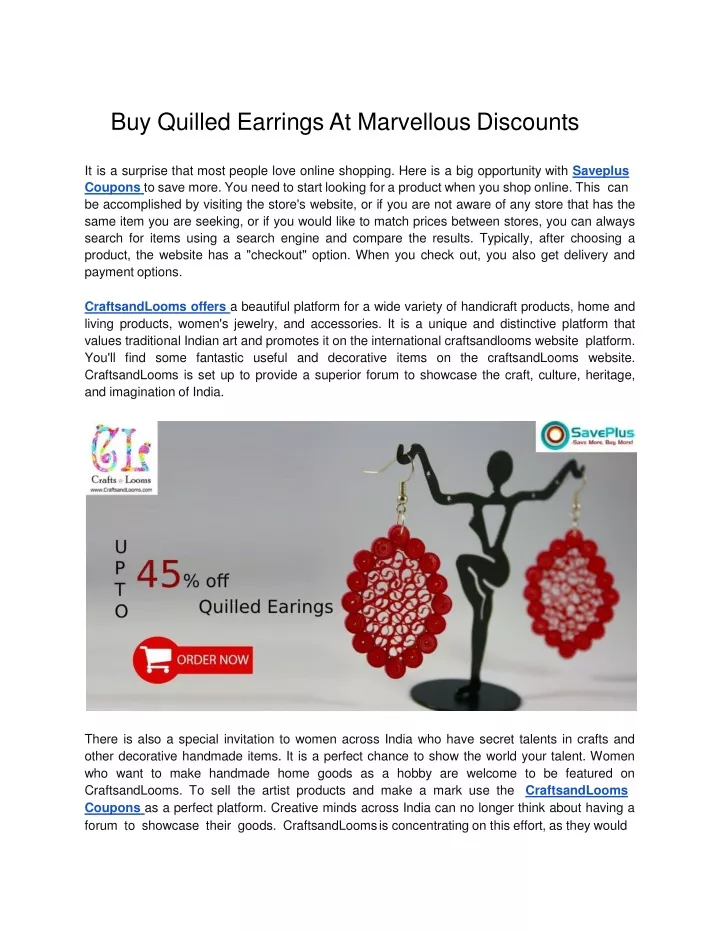 buy quilled earrings at marvellous discounts
