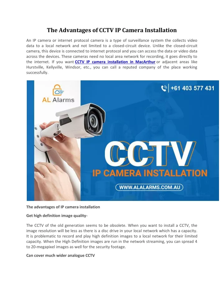 the advantages of cctv ip camera installation