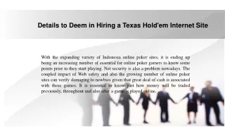 Details to Deem in Hiring a Texas Hold