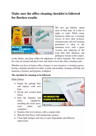 make sure the office cleaning checklist