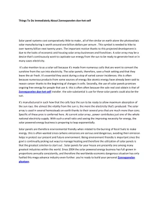things to do immediately about zonnepanelen
