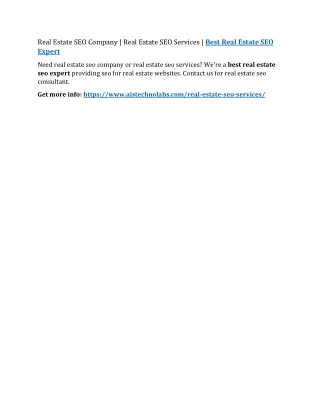 real estate seo company real estate seo services