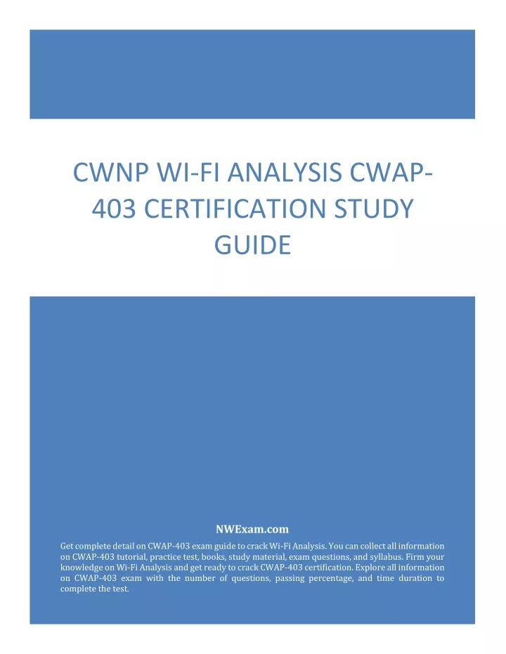 cwnp wi fi analysis cwap 403 certification study