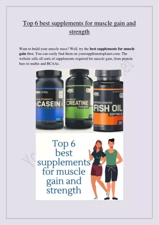 Top 6 Best Supplements for Muscle Gain and Strength