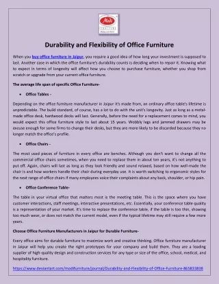Durability and Flexibility of Office Furniture