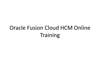 Oracle Fusion Cloud HCM Online Training