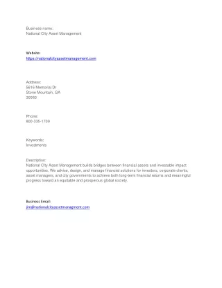 National City Asset Management