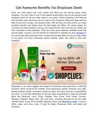 get awesome benefits via shopclues deals